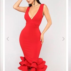 Sexy Red ruffle dress